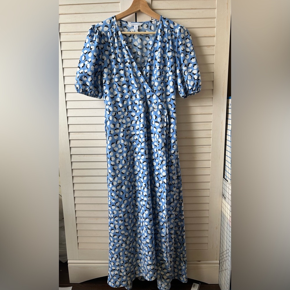 Popsugar Blue Floral Wrap Dress